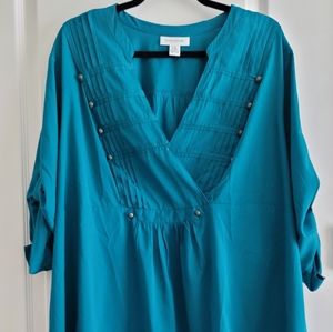Plus size maternity 2x teal blouse